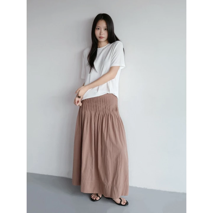 Chân váy dài xếp ly nhỏ linen thô hàn, linen thô hàn |𝐒𝐎𝐌𝐒| 𝐒𝐨𝐫 𝐒𝐤𝐢𝐫𝐭