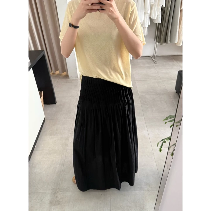 Chân váy dài xếp ly nhỏ linen thô hàn, linen thô hàn |𝐒𝐎𝐌𝐒| 𝐒𝐨𝐫 𝐒𝐤𝐢𝐫𝐭