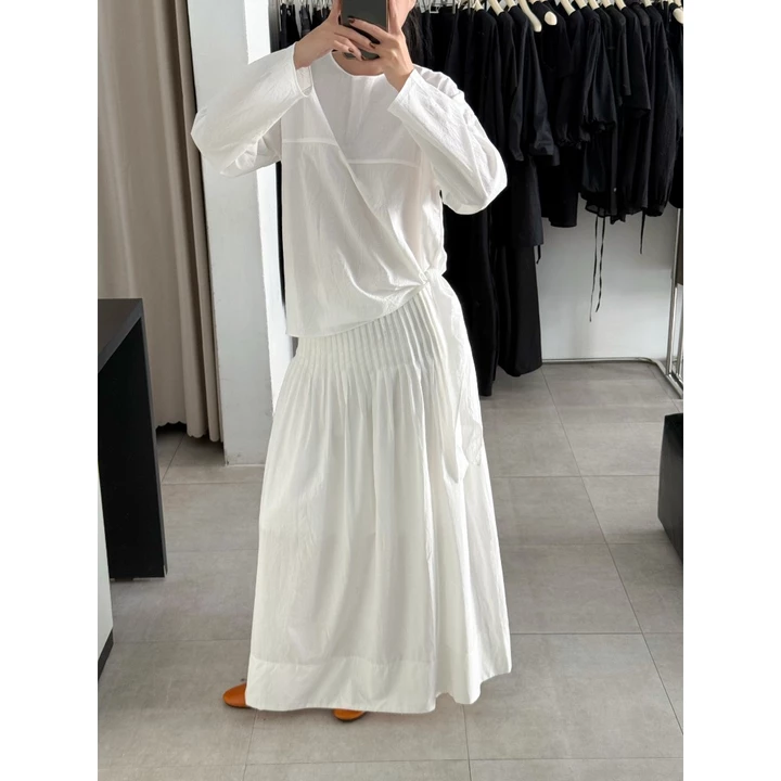 Chân váy dài xếp ly nhỏ linen thô hàn, linen thô hàn |𝐒𝐎𝐌𝐒| 𝐒𝐨𝐫 𝐒𝐤𝐢𝐫𝐭