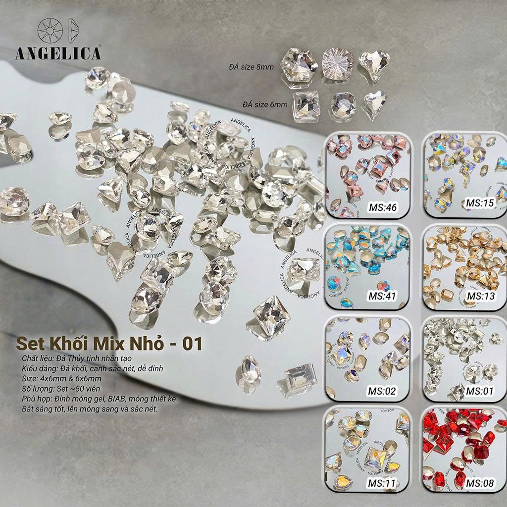 Set Đá Khối Size Mini ( 4 -6mm ) ANGELICA - Đá Nail Cao Cấp