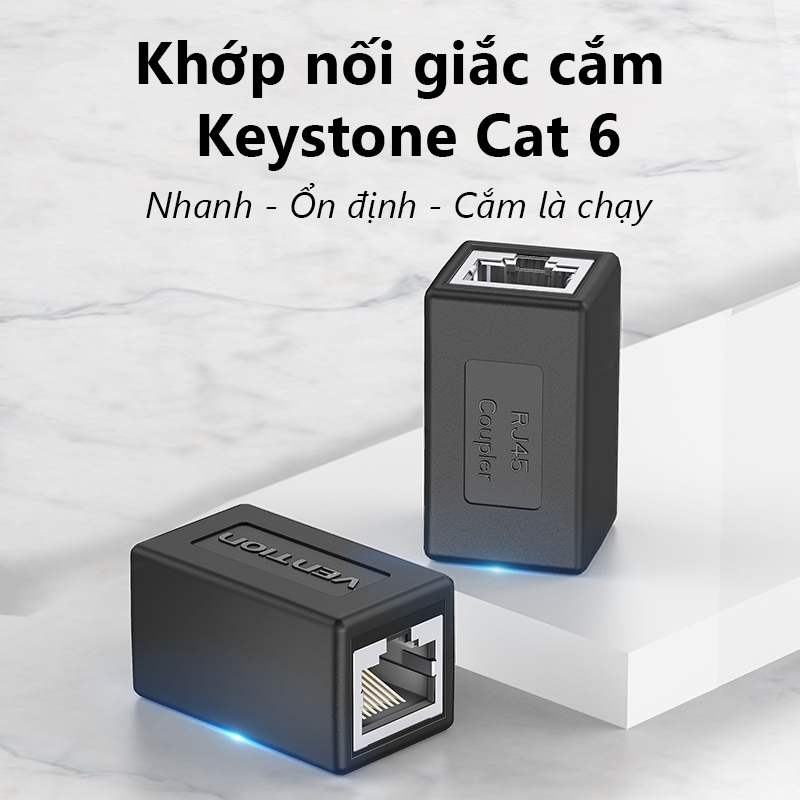 Đầu Nối Dây Mạng RJ45 Cat6 Vention - Coupler Chống Nhiễu, Nối Dây Mạng Nhanh Không Bấm