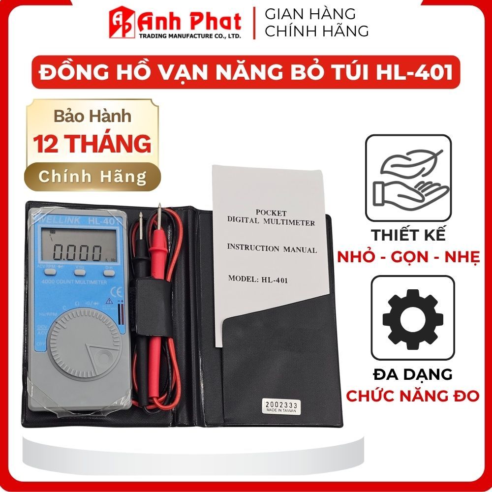 Đồng Hồ Vạn Năng Bỏ Túi WELLINK HL-401 Thiết Kế Nhỏ Gọn Nhẹ Đa Chức Năng Đo Lường