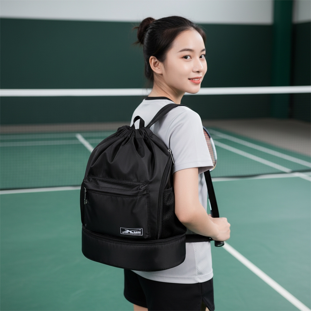 Balo Dây Rút Thể Thao Chống Thấm Xbags XB 6004 Màu Đen - Thiết Kế Năng Động, Ngăn Đựng Giày Riêng!