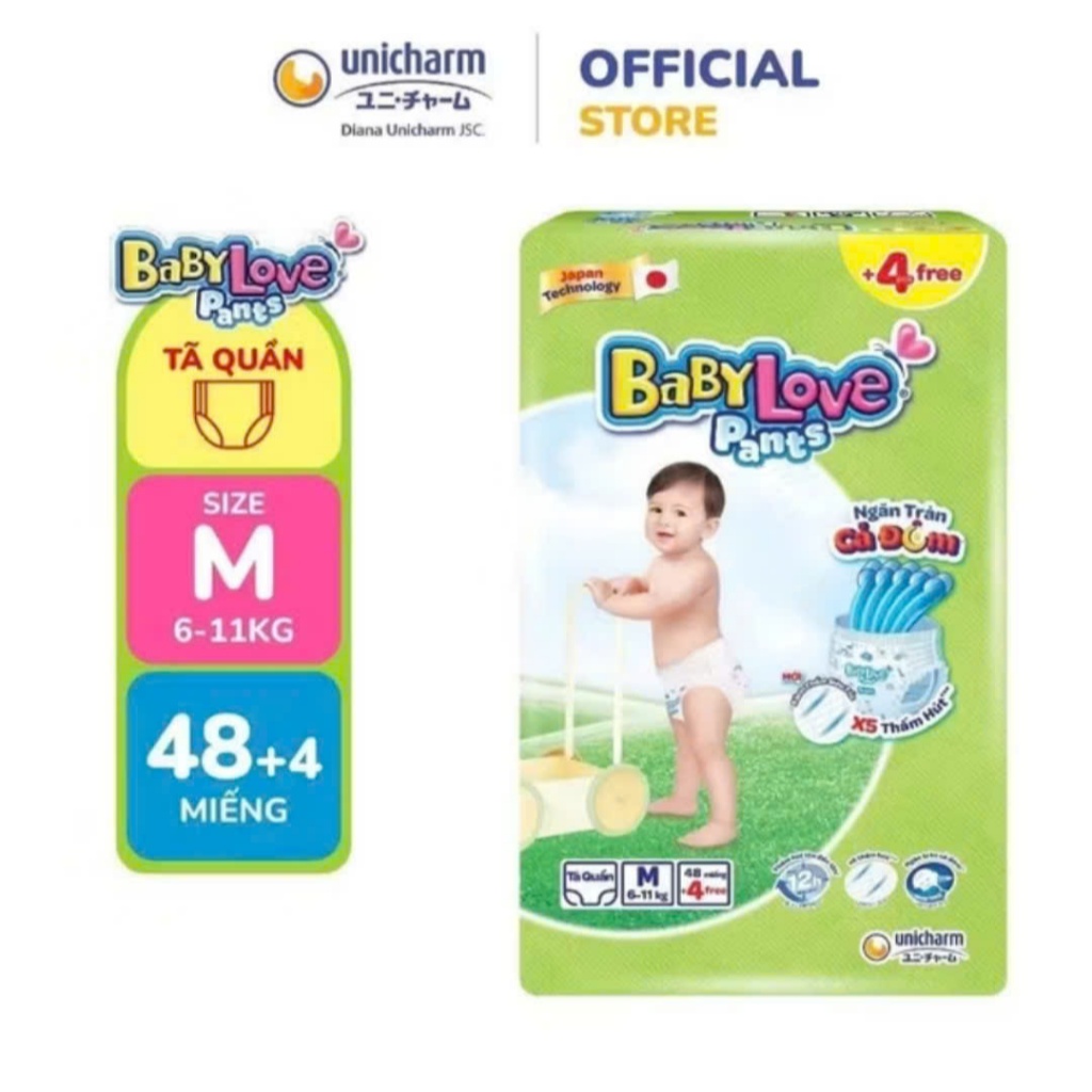 Tã Bỉm Quần BabyLove Pants M48+4/L48+4/XL48/XXL48+4/XXXL33+2/4XL33+2