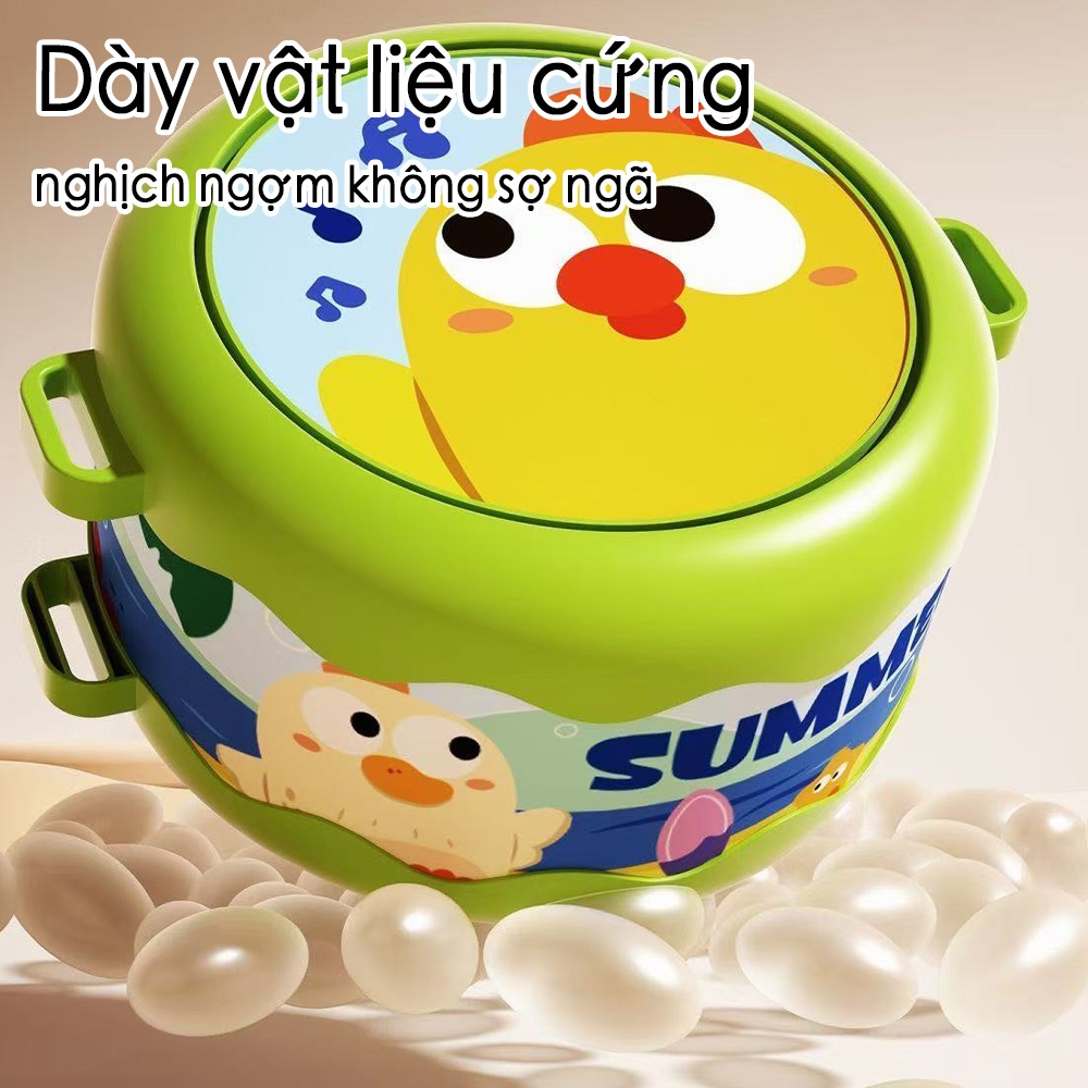 Bộ trống hai mặt giáo dục cho trẻ em Đồ chơi nhạc cụ 18cm có dây đeo điều chỉnh & 2 cây đánh Phát triển cảm giác âm nhạc