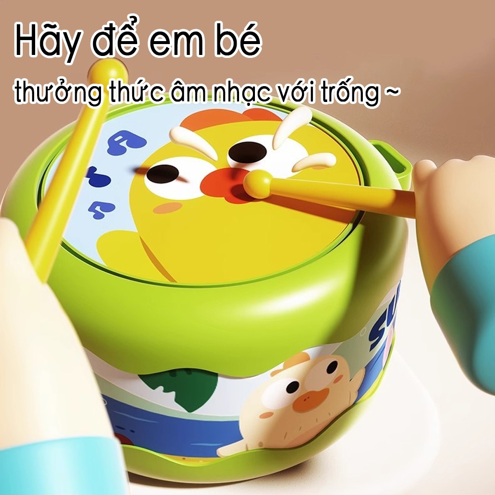 Bộ trống hai mặt giáo dục cho trẻ em Đồ chơi nhạc cụ 18cm có dây đeo điều chỉnh & 2 cây đánh Phát triển cảm giác âm nhạc