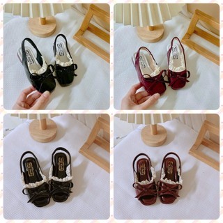 Sz 21 - 35 Dép Quai Hậu Giày Sandal Bé Gái Da Bóng Phối Ren Cho Bé Gái Tù 1,5 Tuổi K052