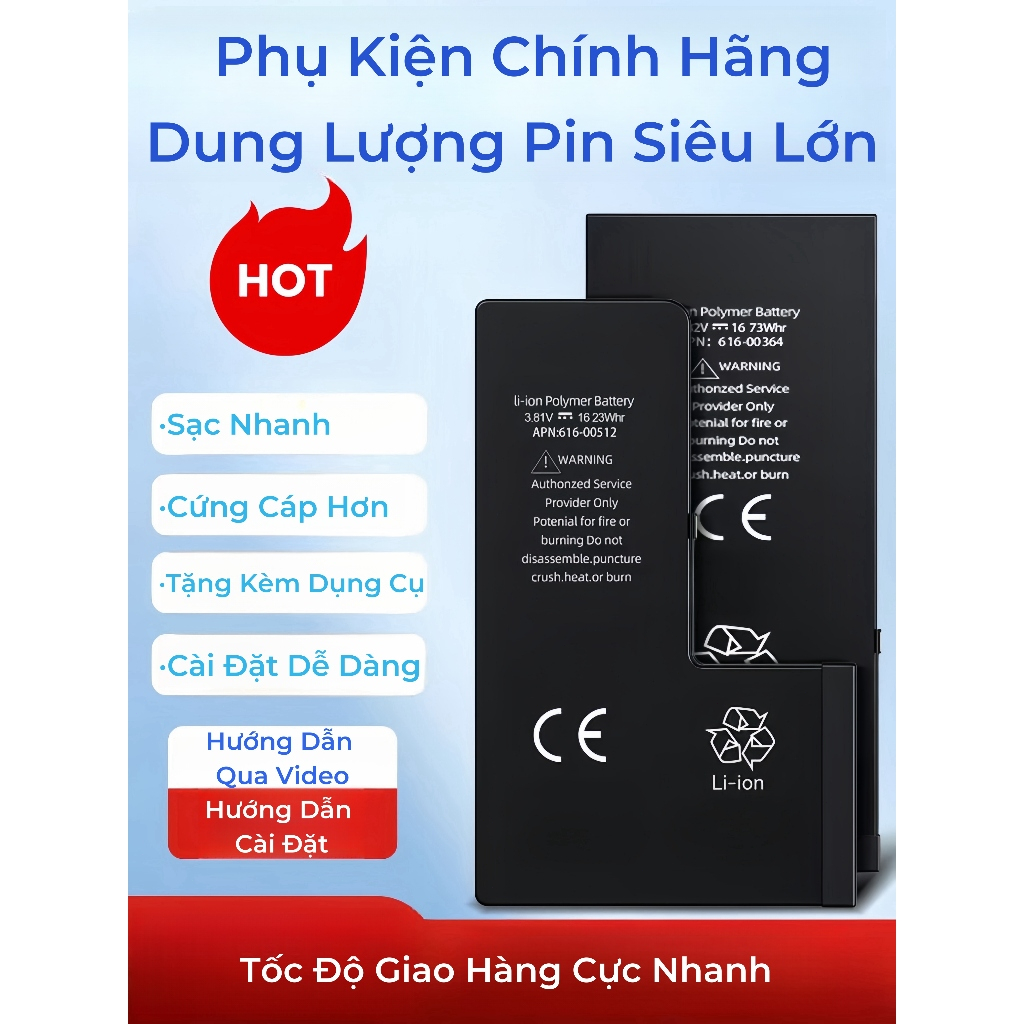 Pin sạc nhanh dung lượng lớn bảo hành 2 năm 5-6-7-8-Mini-X-Xs-Xr-Xsmax-11-12-13-SE-Promax | BigBuy360 - bigbuy360.vn