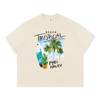 [TROPICAL 1980 HALEV BOXY] Áo thun Boxy Unisex nam nữ Halev brand chất Cotton Premium 260gsm