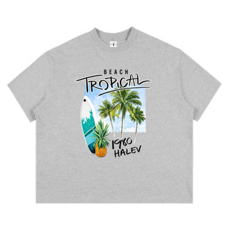 [TROPICAL 1980 HALEV BOXY] Áo thun Boxy Unisex nam nữ Halev brand chất Cotton Premium 260gsm