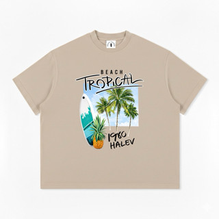 [TROPICAL 1980 HALEV BOXY] Áo thun Boxy Unisex nam nữ Halev brand chất Cotton Premium 260gsm