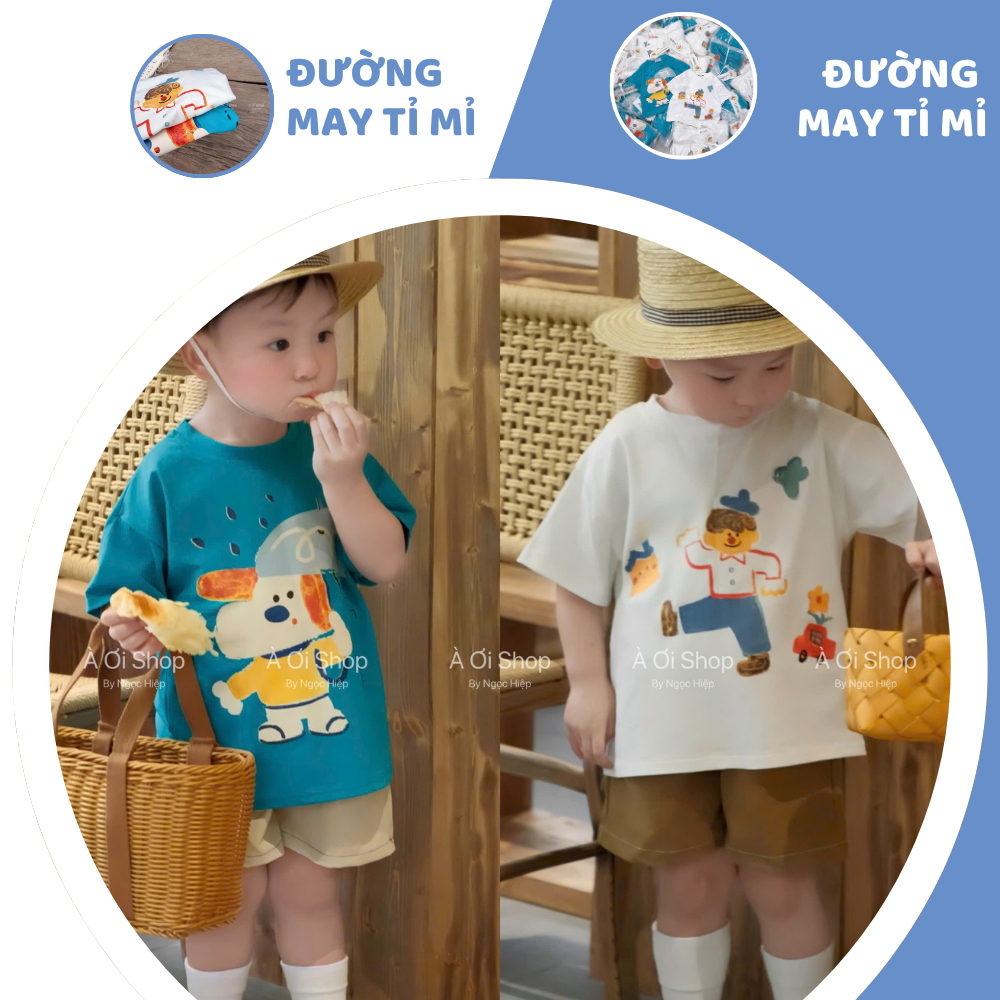 [À ƠI SHOP] E90- set 2 áo cộc tay chó cầm ô- a106.291