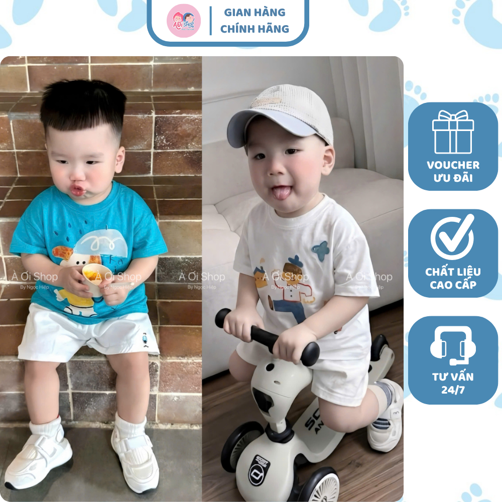 [À ƠI SHOP] E90- set 2 áo cộc tay chó cầm ô- a106.291