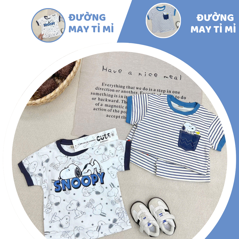 [À ƠI SHOP] R83- set 2 bộ cộc snoppy full chó và sọc- a100.348