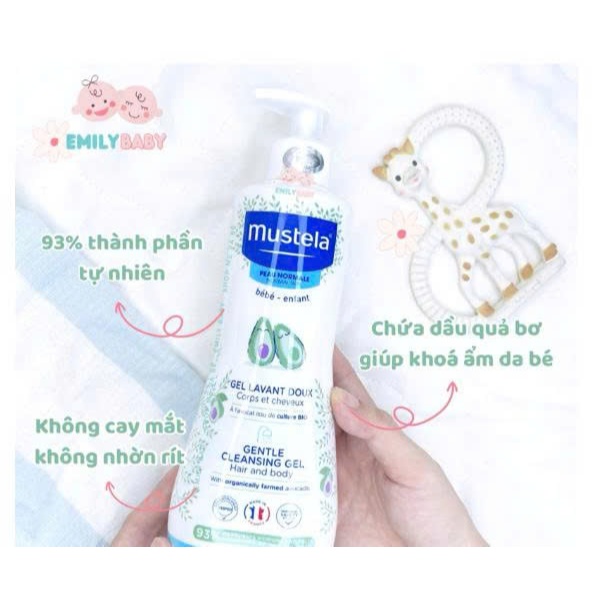 Gel Tắm Gội Mustela Gentle Cleansing Gel Lavant Doux 500ml Tắm Gội Toàn Thân Cho Bé |BabyMall & Care