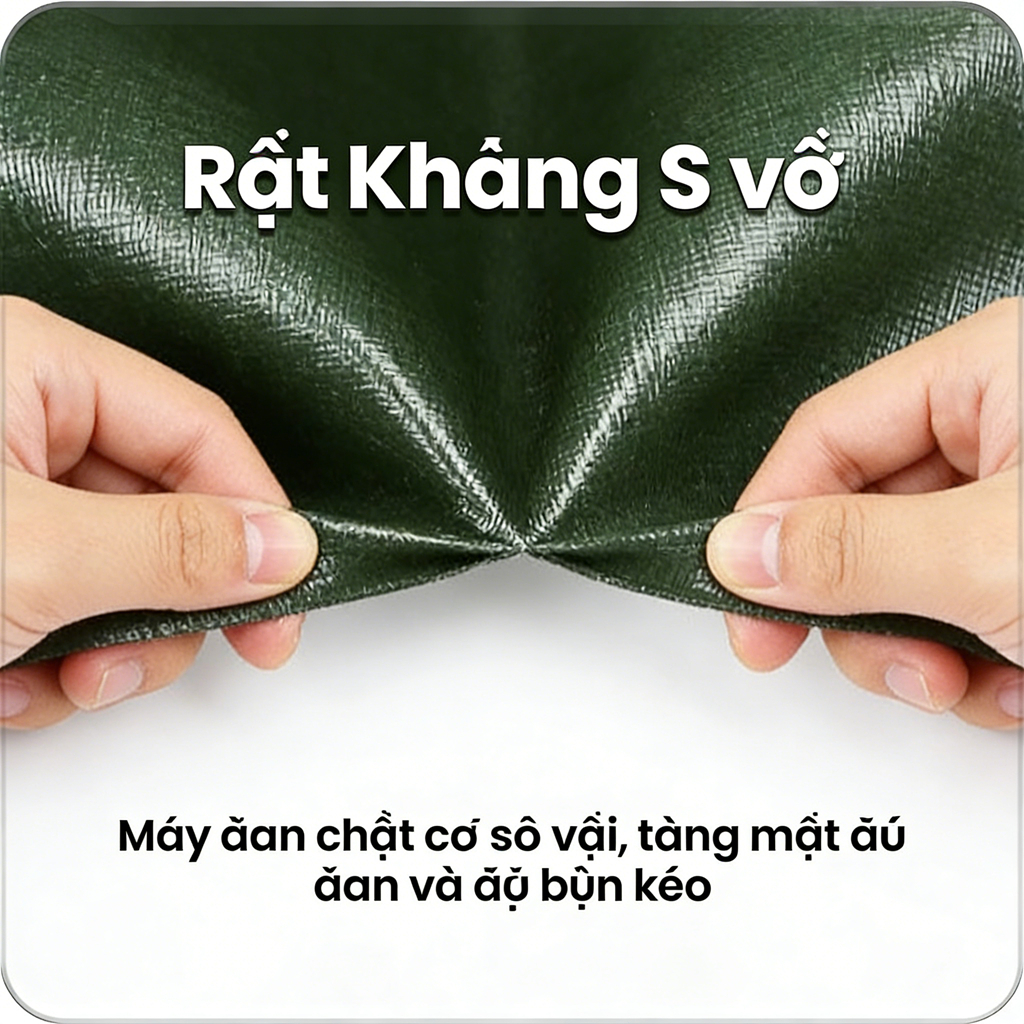Bạt Che Nắng Mưa Ngoài Trời Đa Năng Cao Cấp Nhựa PE Phủ Nano Chống Thấm Kèm Móc May Viền Đóng Khoen