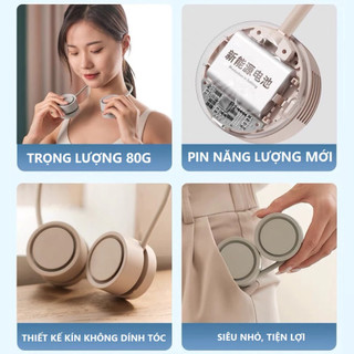 Quạt Đeo Cổ Tích Điện DQ209 Hanging Neck Fan, Khuếch Tán Hương Thơm, 3 Tốc Độ, Pin 1600mAh, Sử Dụng 6 tiếng, BH 24 Tháng