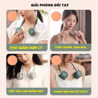 Quạt Đeo Cổ Tích Điện DQ209 Hanging Neck Fan, Khuếch Tán Hương Thơm, 3 Tốc Độ, Pin 1600mAh, Sử Dụng 6 tiếng, BH 24 Tháng