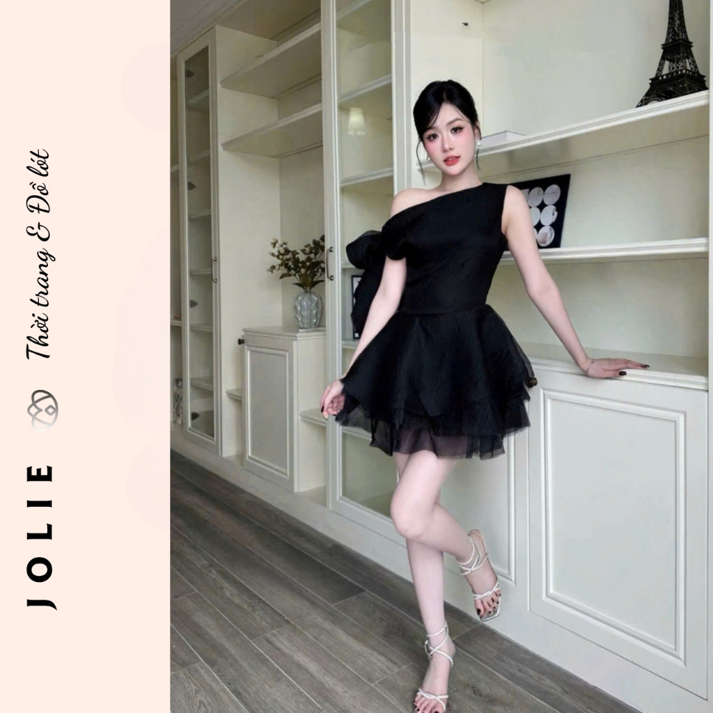 Váy Trắng Công Chúa JOLIE Dáng Xòe Phồng - Đầm Trễ Vai Nơ Lớn Sang Chảnh