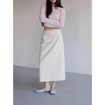 Chân váy midi linen hack dáng phong cách Hàn Quốc - Midi linen skirt