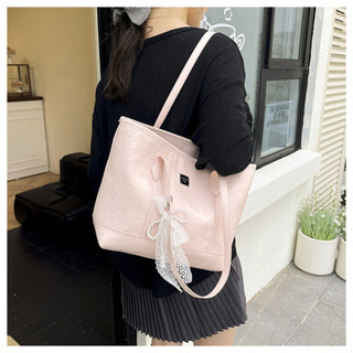 Túi tote nữ chất liệu da PU bóng nhẹ mềm mịn chống thấm nước tặng kèm charm nơ túi đeo vai nữ sang chảnh