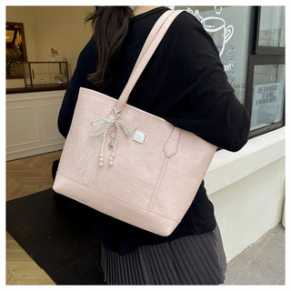 Túi tote nữ chất liệu da PU bóng nhẹ mềm mịn chống thấm nước tặng kèm charm nơ túi đeo vai nữ sang chảnh
