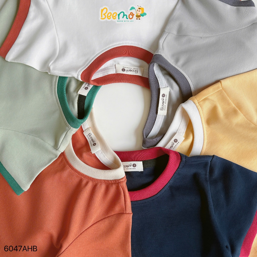 Áo phông cổ tròn basic trơn màu unisex cho bé, áo thun cổ tròn mềm mát