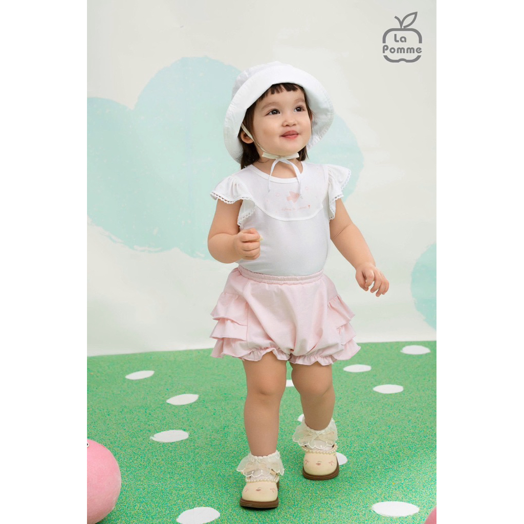 Bộ sát nách La Pomme viền bèo hè xinh mát dịu - Sợi Jacquard Cotton mềm mại, thoáng khí - Bé gái -BST Xuân Hè 2026