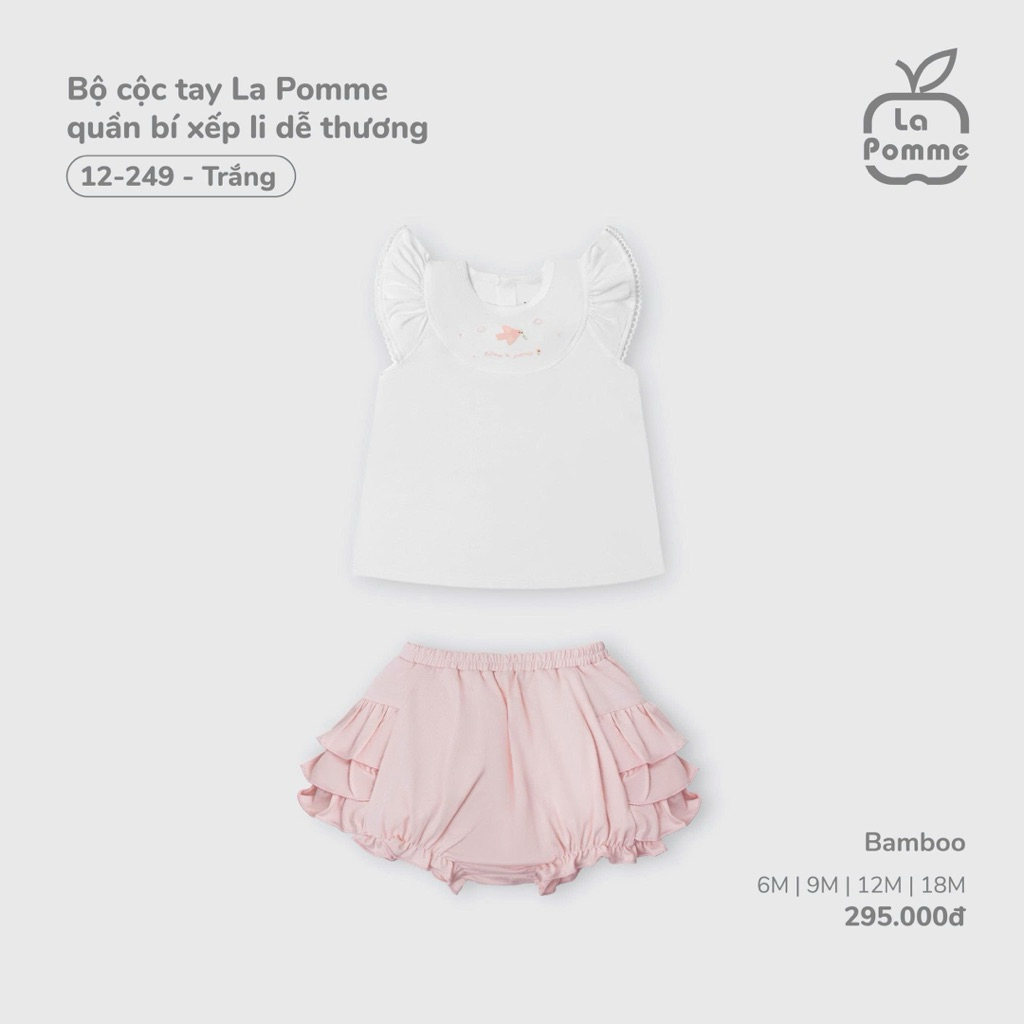 Bộ sát nách La Pomme viền bèo hè xinh mát dịu - Sợi Jacquard Cotton mềm mại, thoáng khí - Bé gái -BST Xuân Hè 2026