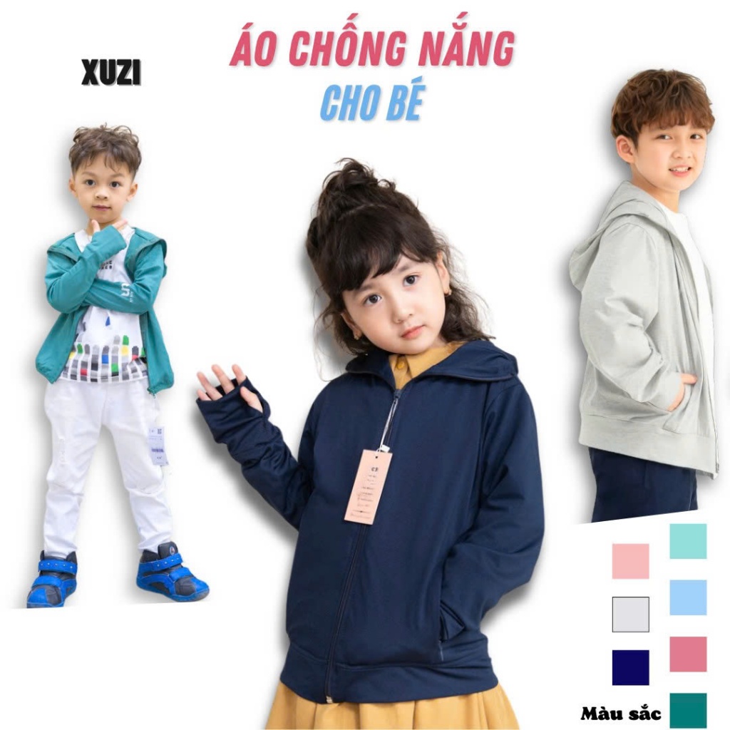 Áo chống nắng cho bé trai bé gái áo khoác chống nắng cho bé vải thông hơi 1 lớp siêu mát cản tia UV bảo vệ làn da XUZI.