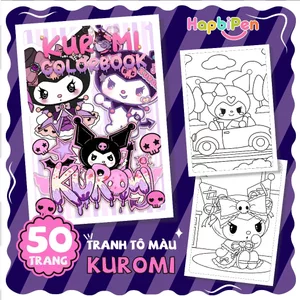 Tranh tô màu cho bé gái Sách tô màu với nhân vật Kuromi ngộ nghĩnh dễ thương giấy dày tờ rời