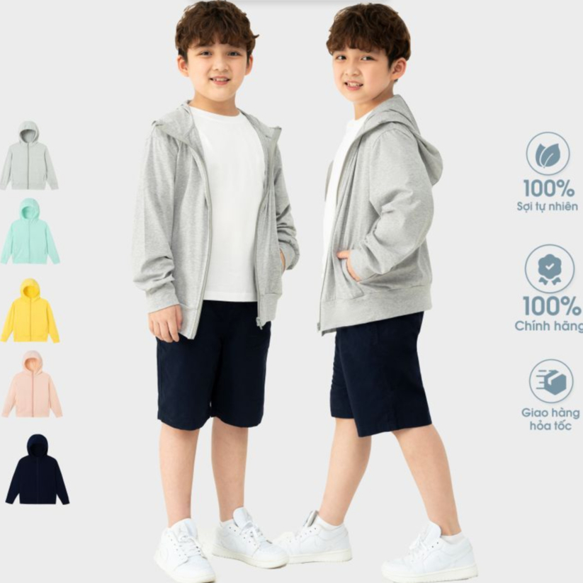 Áo chống nắng cho bé trai bé gái áo khoác chống nắng cho bé vải thông hơi 1 lớp siêu mát cản tia UV bảo vệ làn da XUZI.