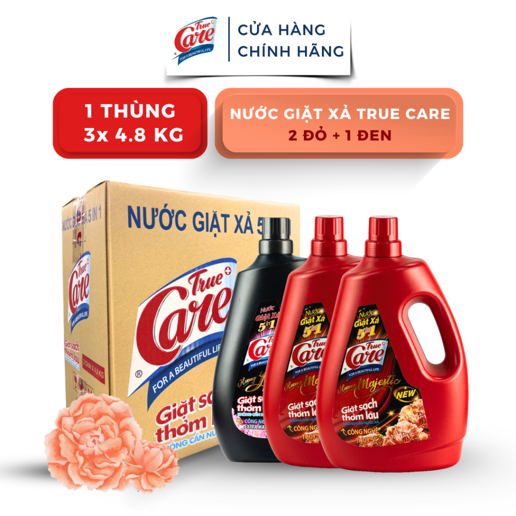 Thùng Nước Giặt Xả True Care 5in1 Mix 3 Màu x 4.8kg