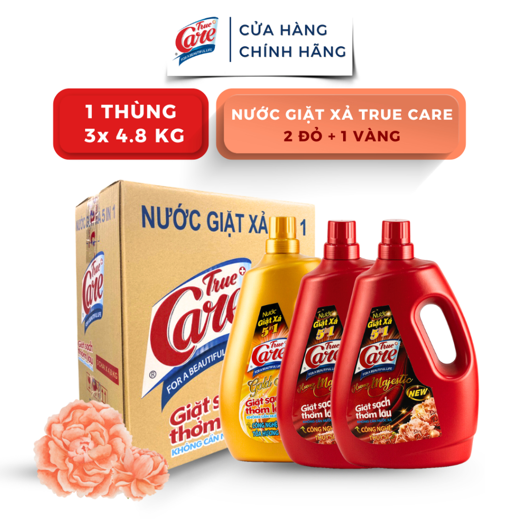Thùng Nước Giặt Xả True Care 5in1 Mix 3 Màu x 4.8kg