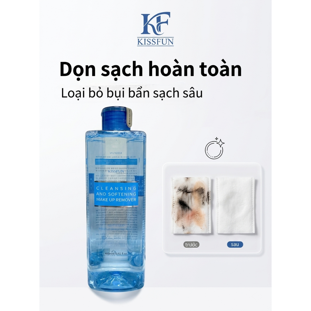 Nước tẩy trang Hàn Quốc KISSFUN 400ml | Làm Sạch - Giữ Ẩm - Dịu nhẹ cho da nhạy cảm