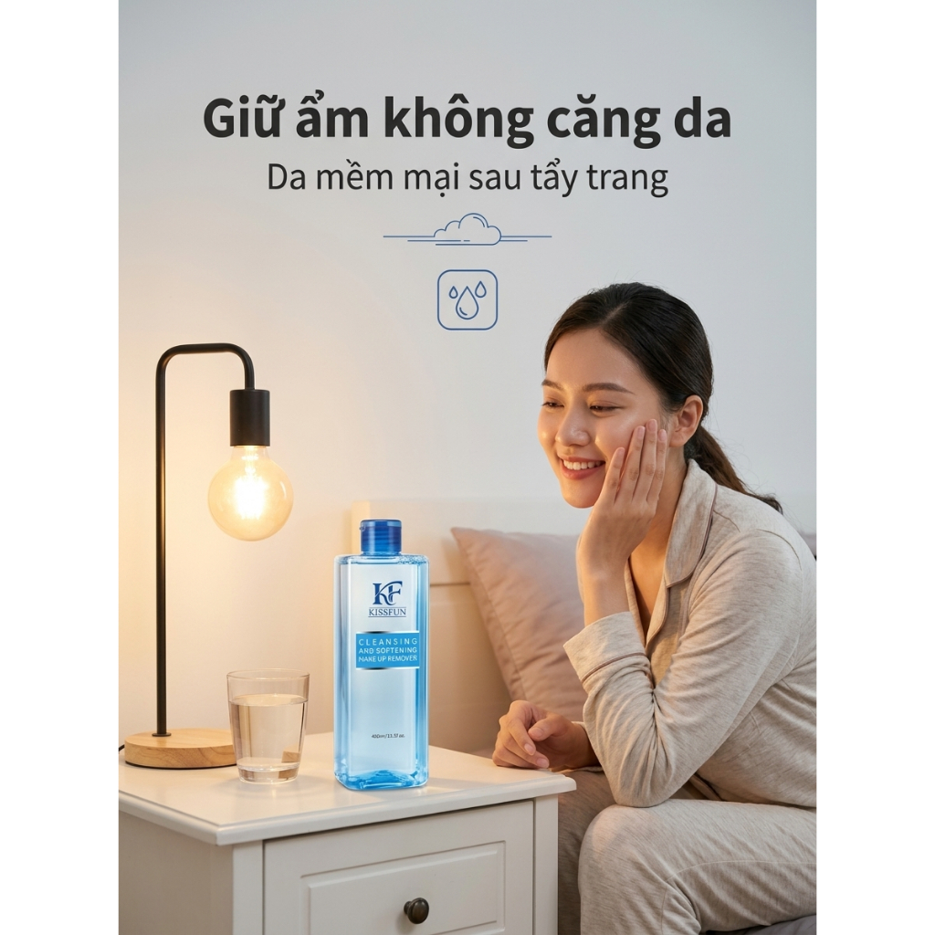 Nước tẩy trang Hàn Quốc KISSFUN 400ml | Làm Sạch - Giữ Ẩm - Dịu nhẹ cho da nhạy cảm
