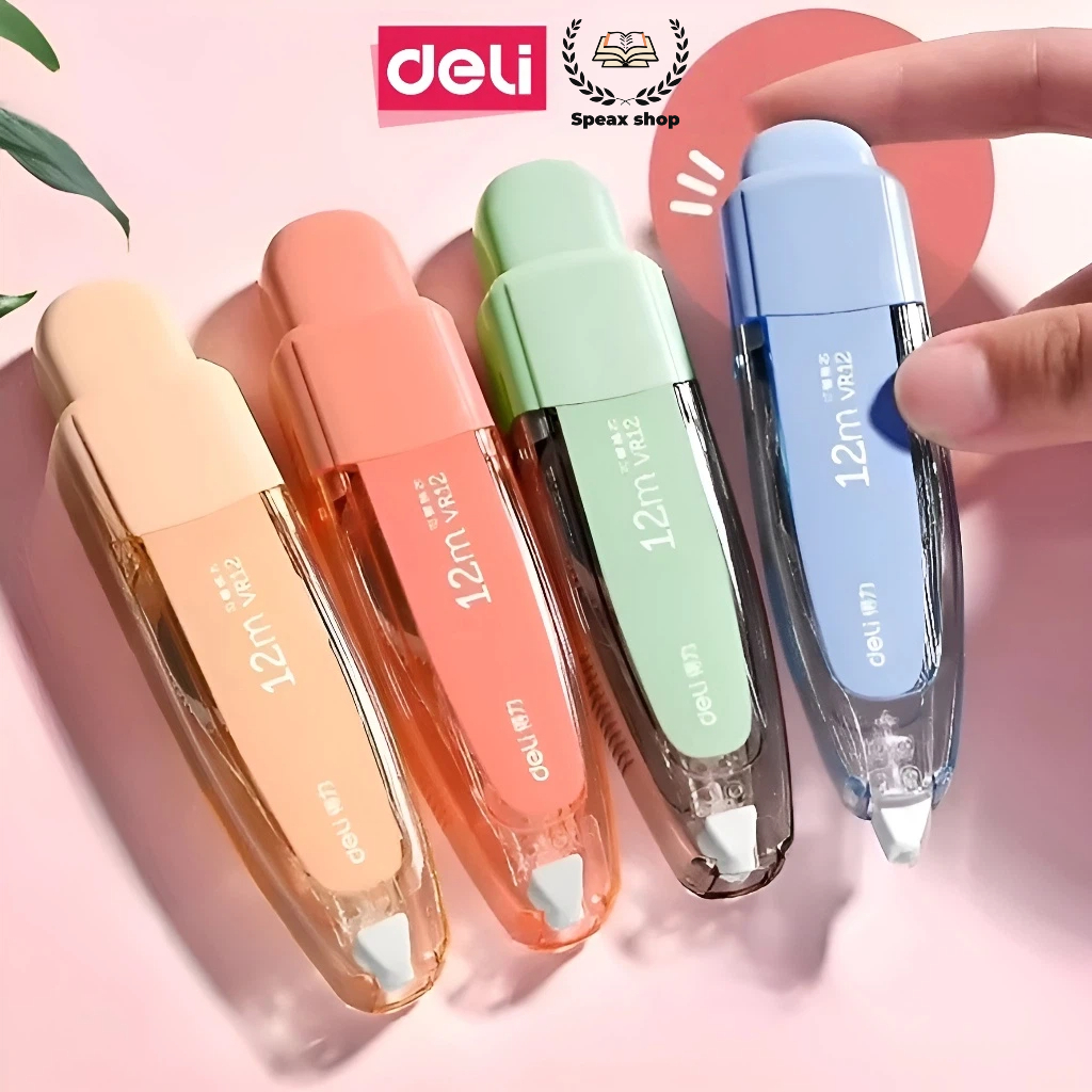[Ấn Là Xóa] Băng Xóa Nhấn Deli 12/20/60m – Loại Ấn, Có Lõi Thay Thế, Mượt, Siêu Tiết Kiệm