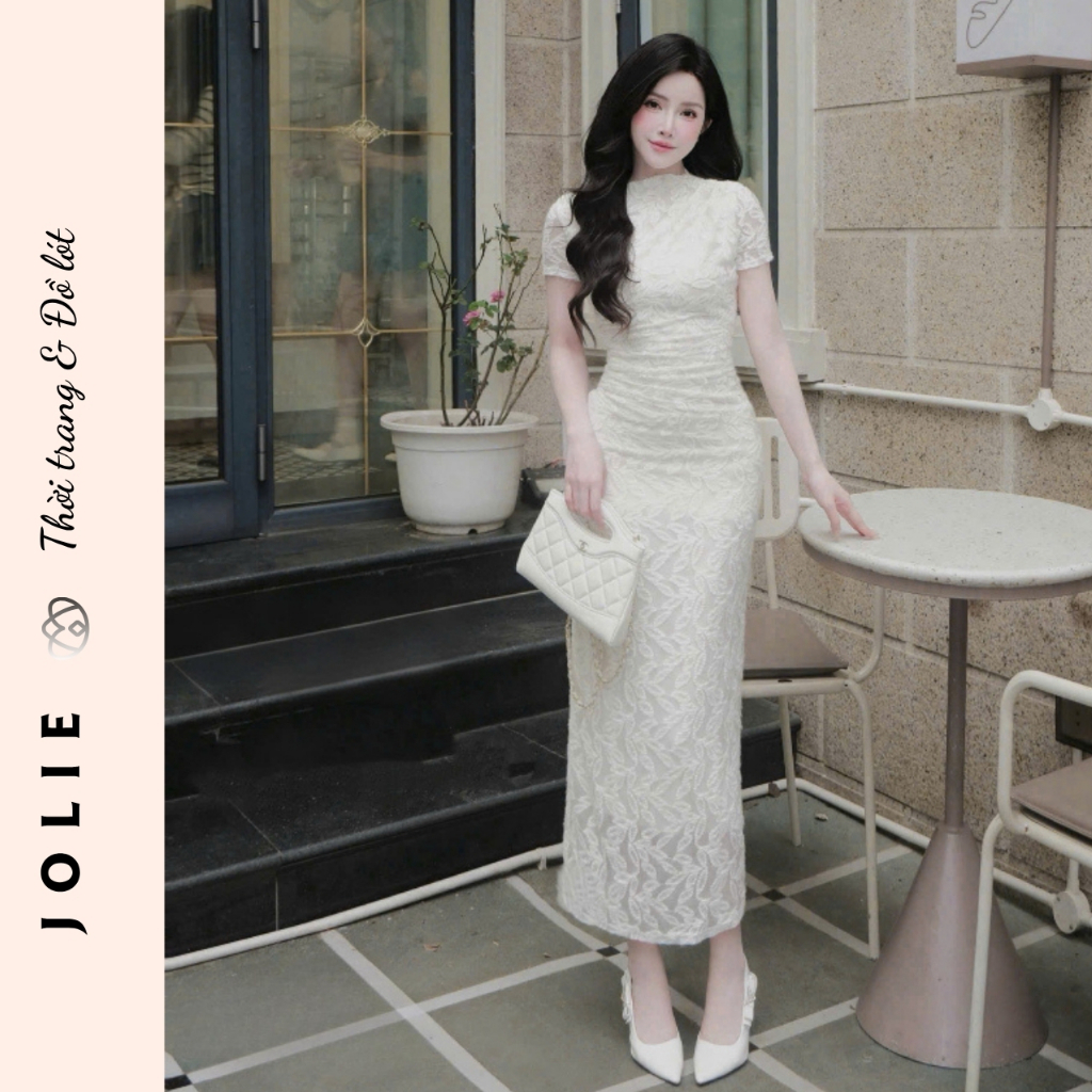 Đầm Ren Body Dáng Dài Jolie – Váy Ren Đen Cổ Cao Sang Trọng Dự Tiệc Quyến Rũ Thanh Lịch