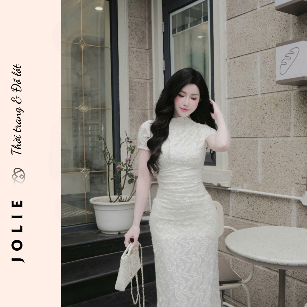 Đầm Ren Body Dáng Dài Jolie – Váy Ren Đen Cổ Cao Sang Trọng Dự Tiệc Quyến Rũ Thanh Lịch