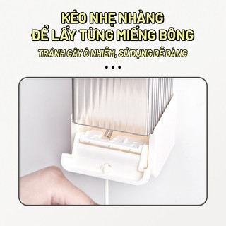 ZiinLife Hộp Đựng Bông Tẩy Trang Treo Tường Tự Động, Chống Thấm Nước, Chống Bụi,Tiết Kiệm Không Gian