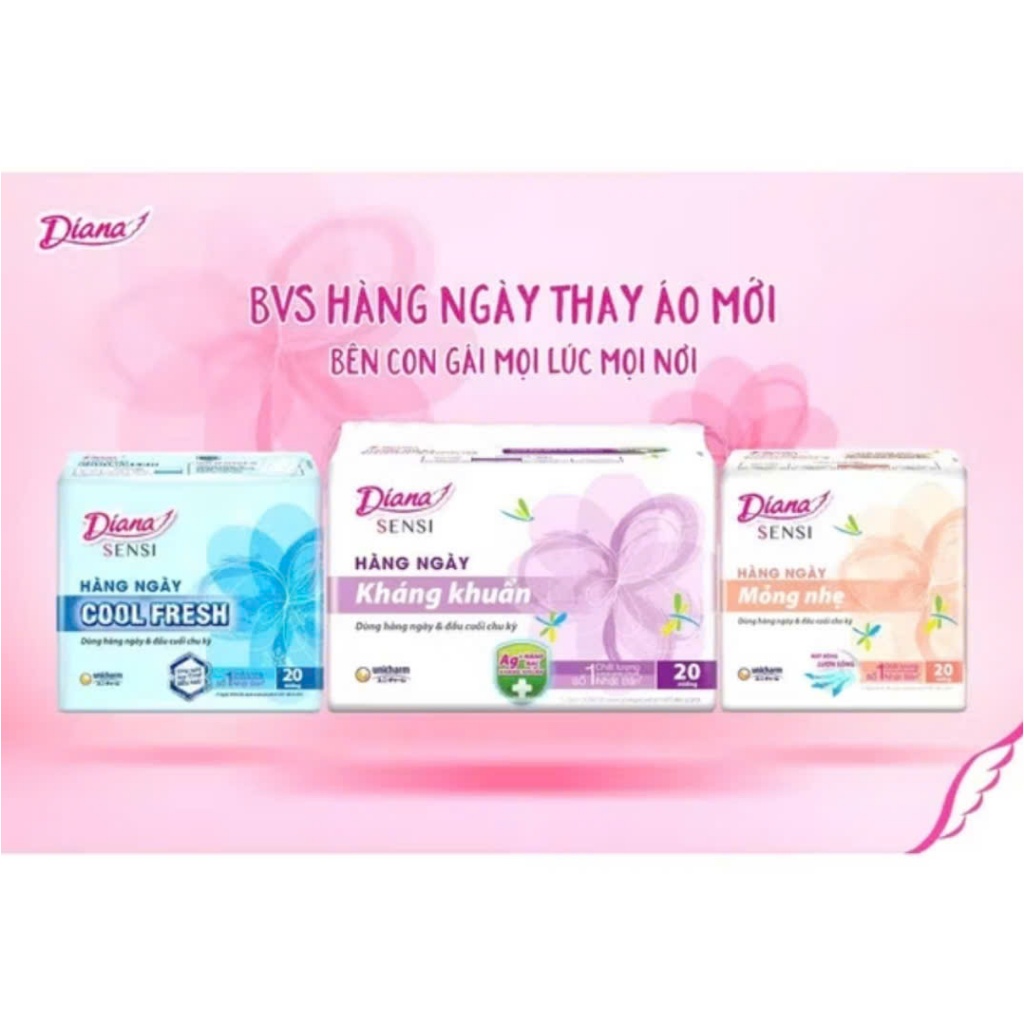 [Combo 6 gói] Băng vệ sinh Diana hàng ngày Sensi kháng khuẩn 8/20/40 miếng