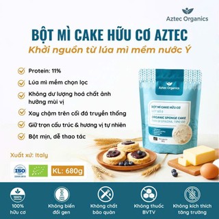 Bột Mì Cake Bột Số 8 Hữu Cơ AZTEC ORGANICS 680g Làm Bánh Ngọt