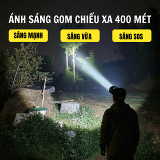 Bản mới 2026 - Đèn pin đội đầu siêu sáng, pin trâu 10 tiếng chiếu xa 500 mét chống nước - Bảo hành 1 năm