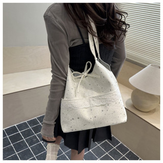 Túi tote vải nữ hoạ tiết phối ren xinh kèm dây buộc nơ vải Canvas chắc chắn túi xách xinh phong cách Hàn quốc 3 ngăn lớn
