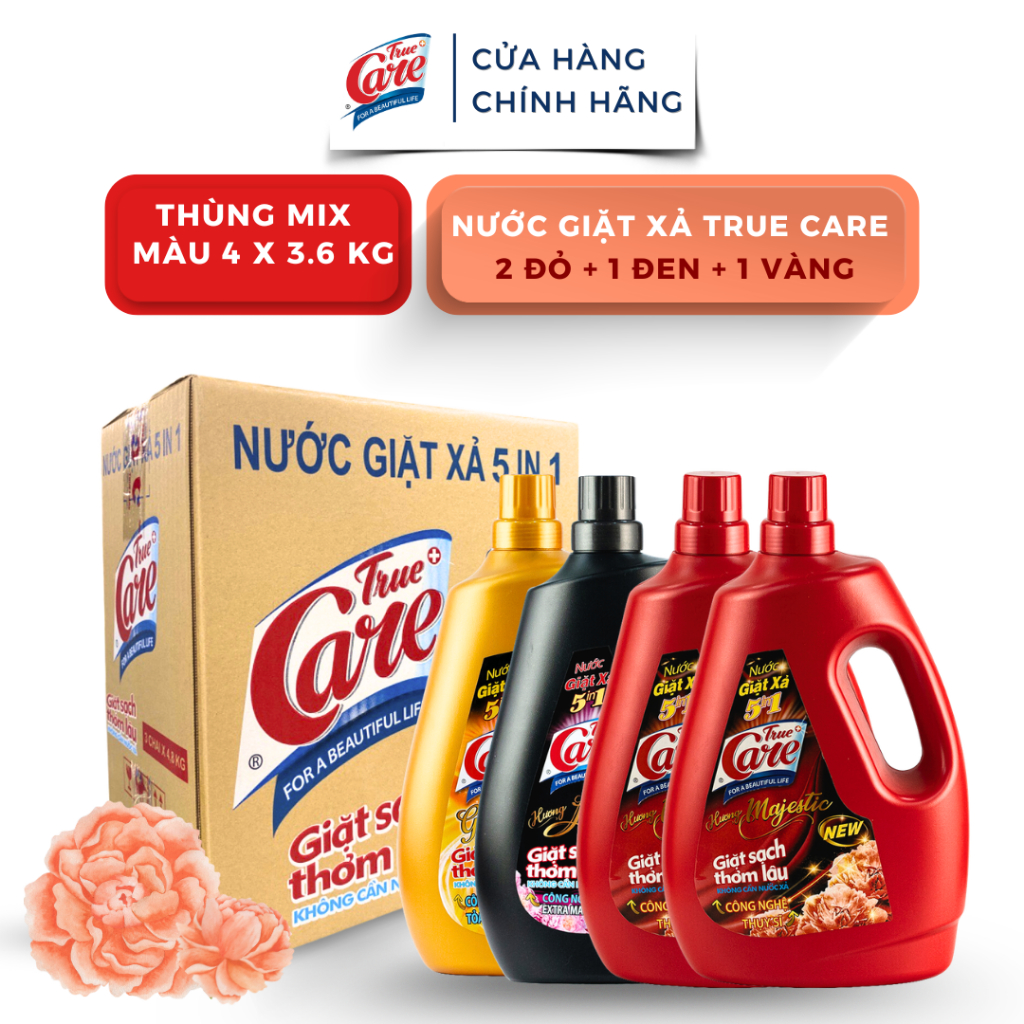 Thùng Nước Giặt Xả True Care 5in1 Mix 4 Màu x 3.6kg