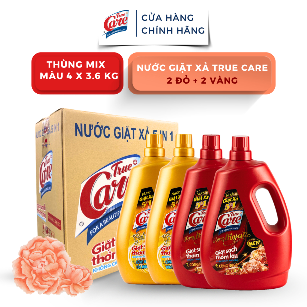 Thùng Nước Giặt Xả True Care 5in1 Mix 4 Màu x 3.6kg