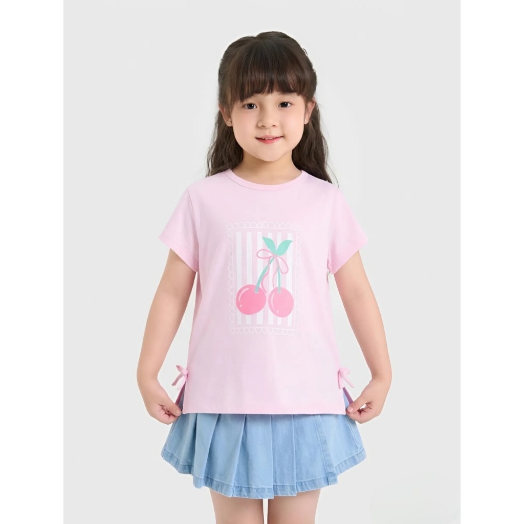 Áo phông bé gái CANIFA cộc tay cổ tròn chất cotton pha mềm mịn PS26 1TS26S006