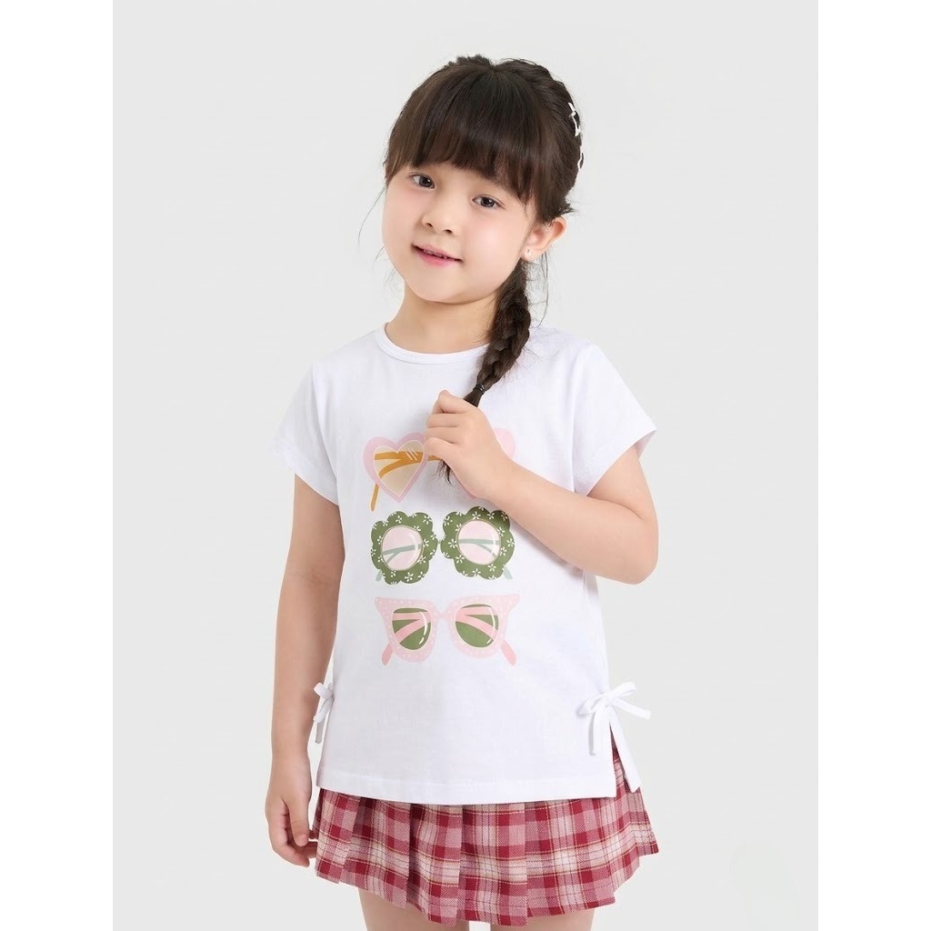 Áo phông bé gái CANIFA cộc tay cổ tròn chất cotton pha mềm mịn PS26 1TS26S006