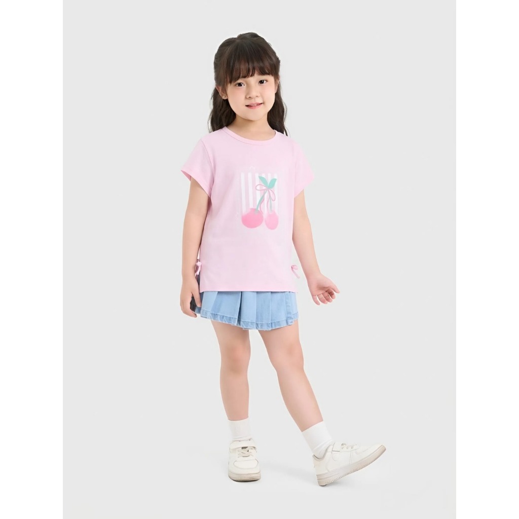 Áo phông bé gái CANIFA cộc tay cổ tròn chất cotton pha mềm mịn PS26 1TS26S006