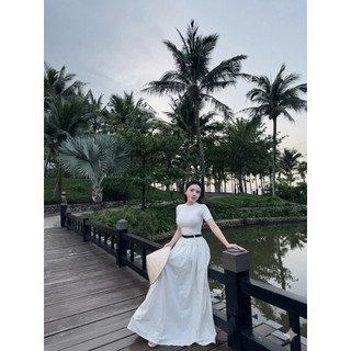 Set Đồ Nữ Đen Sang Chảnh Chân Váy Maxi Xòe Phồng Cao Cấp